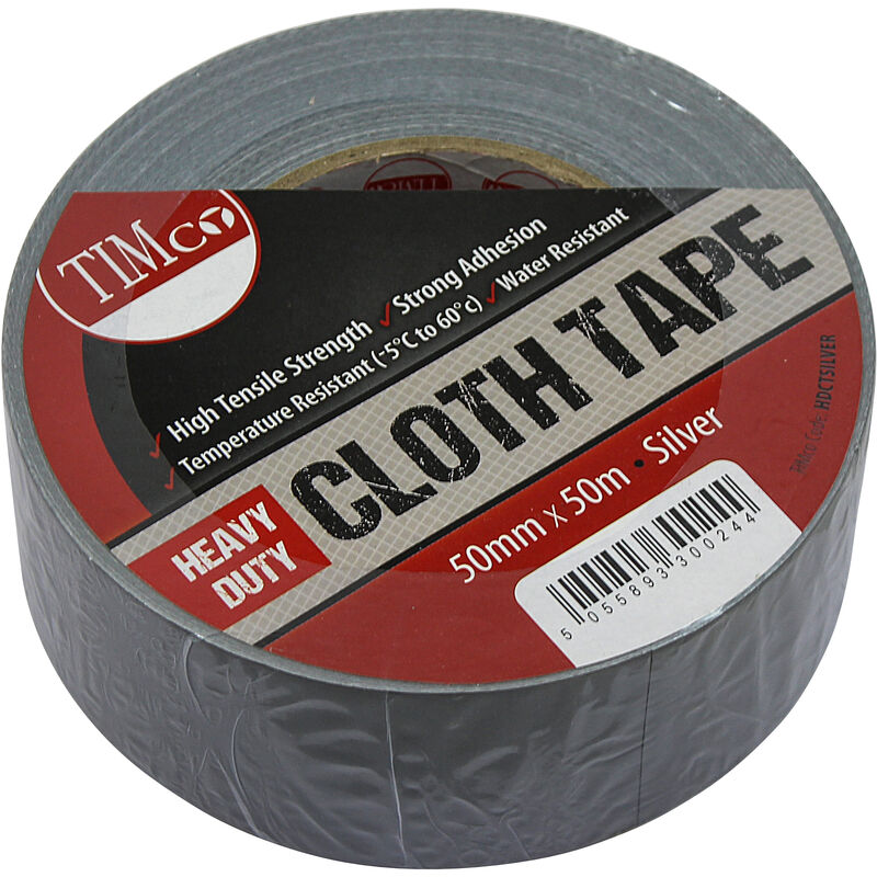 Timco Cloth Tape Silver 50m x 50mm (1 Pack)