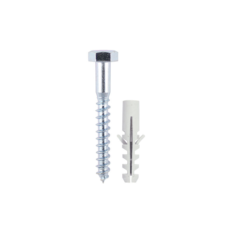 Timco - Coach Screws & Nylon Plugs - Zinc (Size 8.0 x 100 - 12 Pieces)