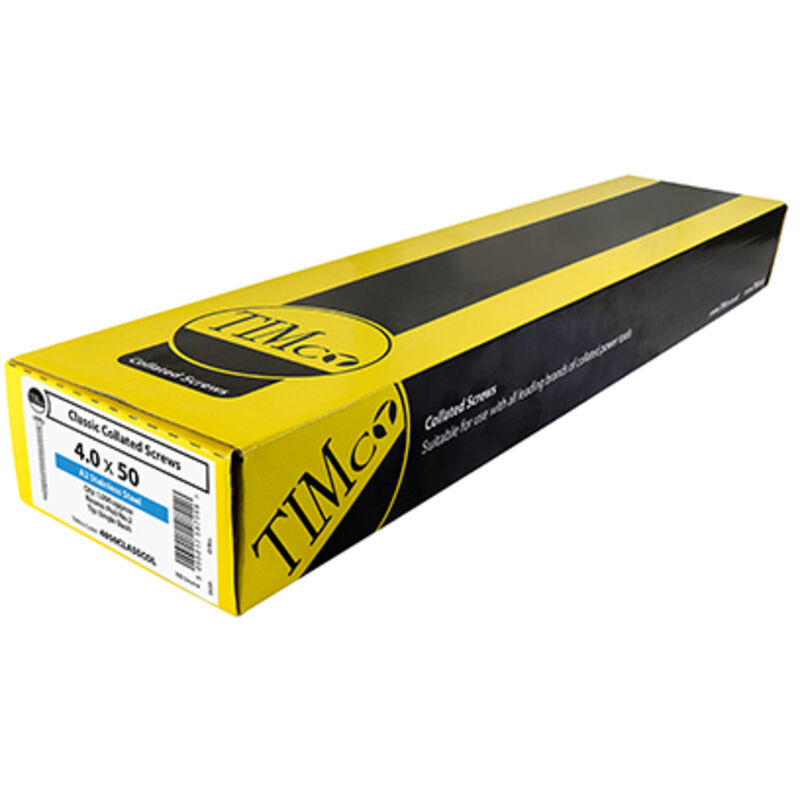 Timco - Collated Classic Multi-Purpose Screws - PZ - Double Countersunk - A2 Stainless Steel (Size 4.0 x 40 - 1000 Pieces)