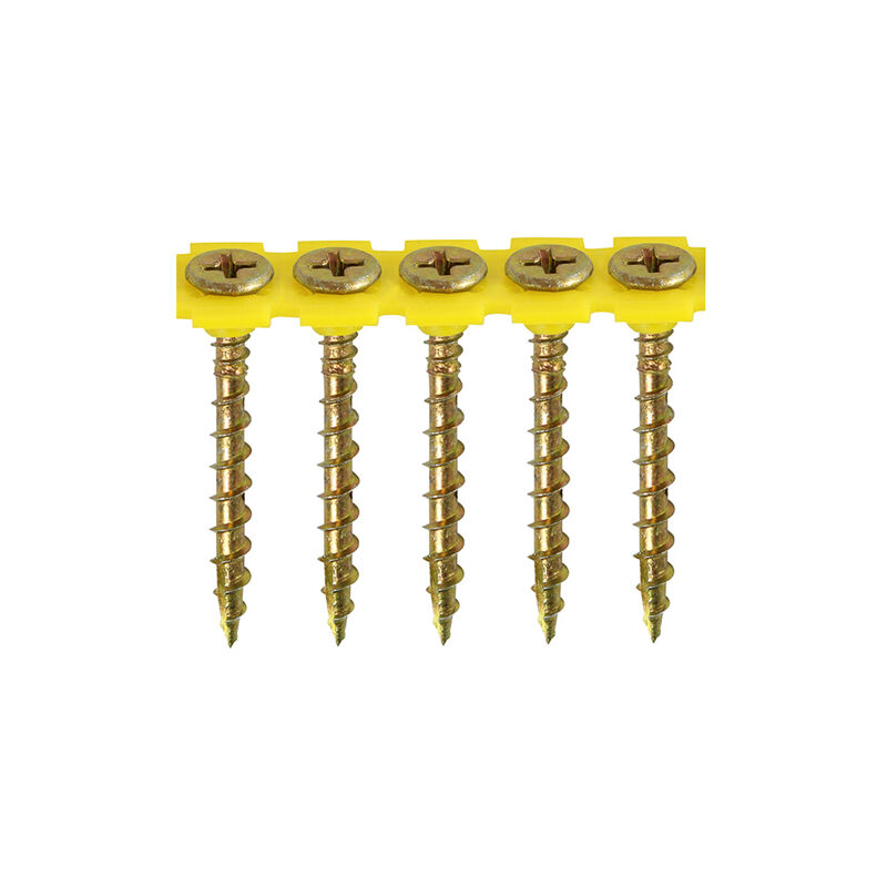 Timco - Solo Collated Chipboard & Woodscrews - PH - Double Countersunk - Yellow (Size 4.2 x 40 - 1000 Pieces)