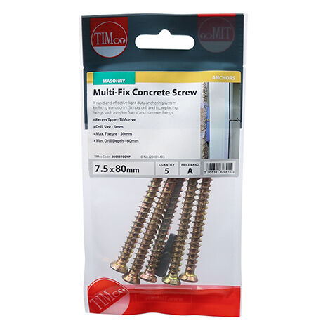 TIMCO Concrete Screws Flat Countersunk Gold - 7.5 x 70