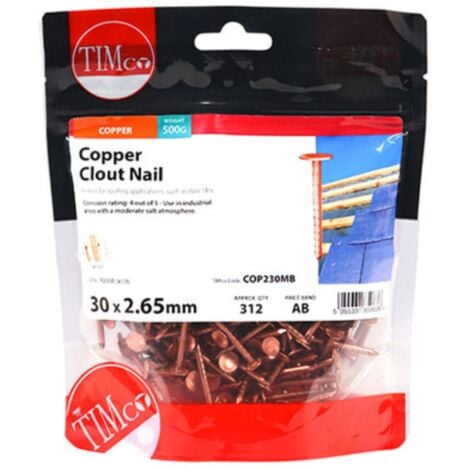 Timco Copper Clout Nails - 2.65 x 30mm (500g Bag)