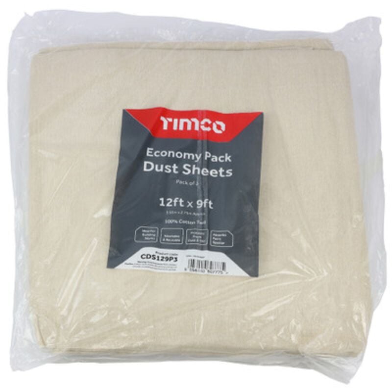 Cotton Twill Dust Sheet - 12ft x 9ft (3 Bag) - Timco
