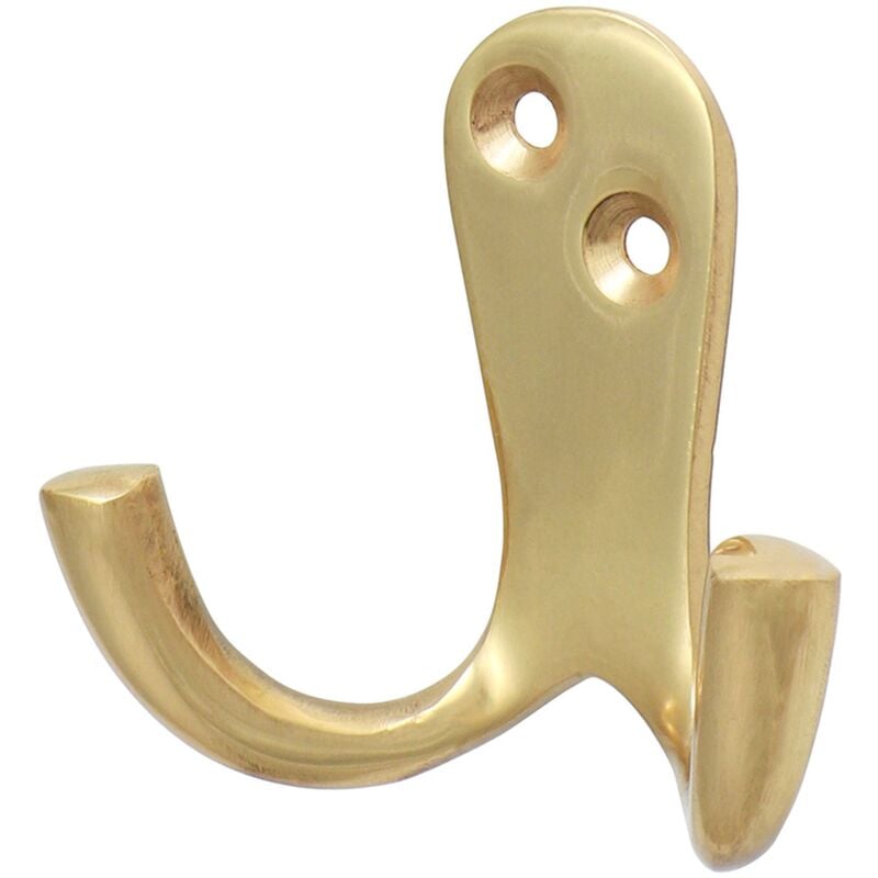 Timco Supplies - Timco Double Robe Hook Polished Brass - 47 x 24mm (1 Pack)