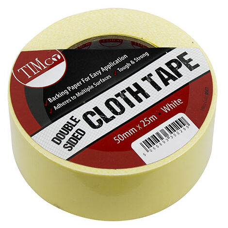TIMCO Double Sided Cloth Tape White - 25m x 50mm