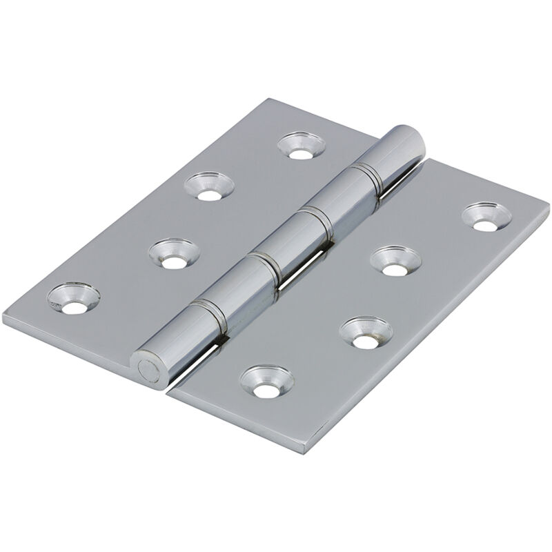 Timco - Double Stainless Steel Washered Hinges - Solid Brass - Polished Chrome (Size 102 x 75 - 2 Pieces)