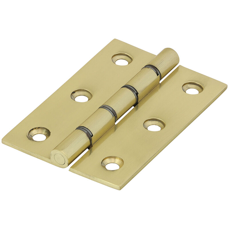 Timco - Double Steel Washered Hinges - Solid Brass - Polished Brass (Size 76 x 50 - 2 Pieces)