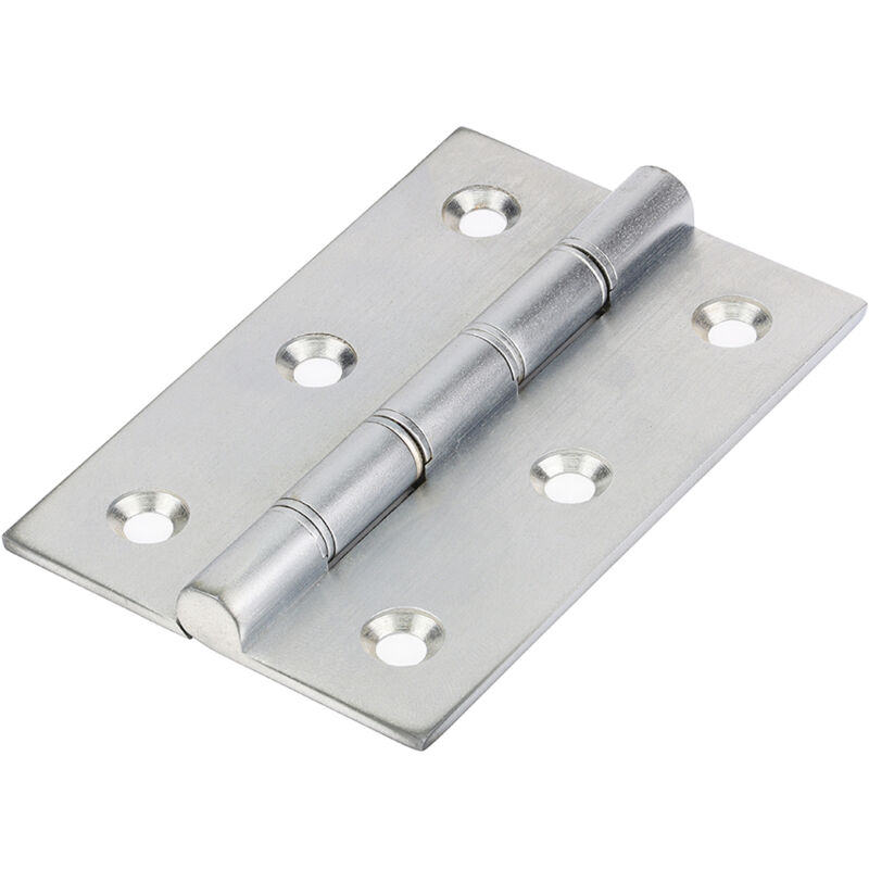 Timco - Double Steel Washered Hinges - Solid Brass - Satin Chrome (Size 76 x 50 - 2 Pieces)