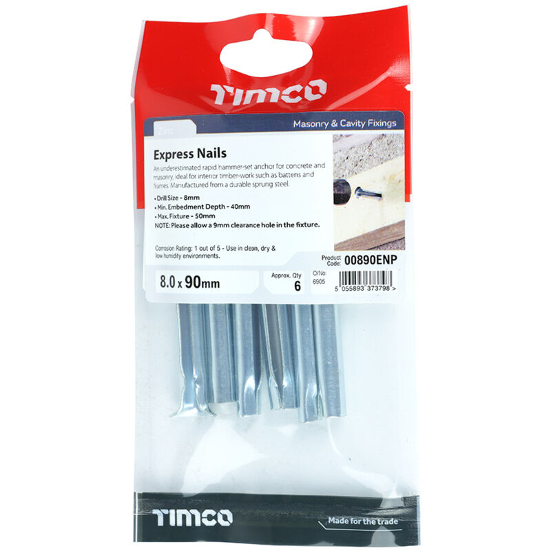 Timco - Express Nails - Zinc (Size 8.0 x 90 - 6 Pieces)