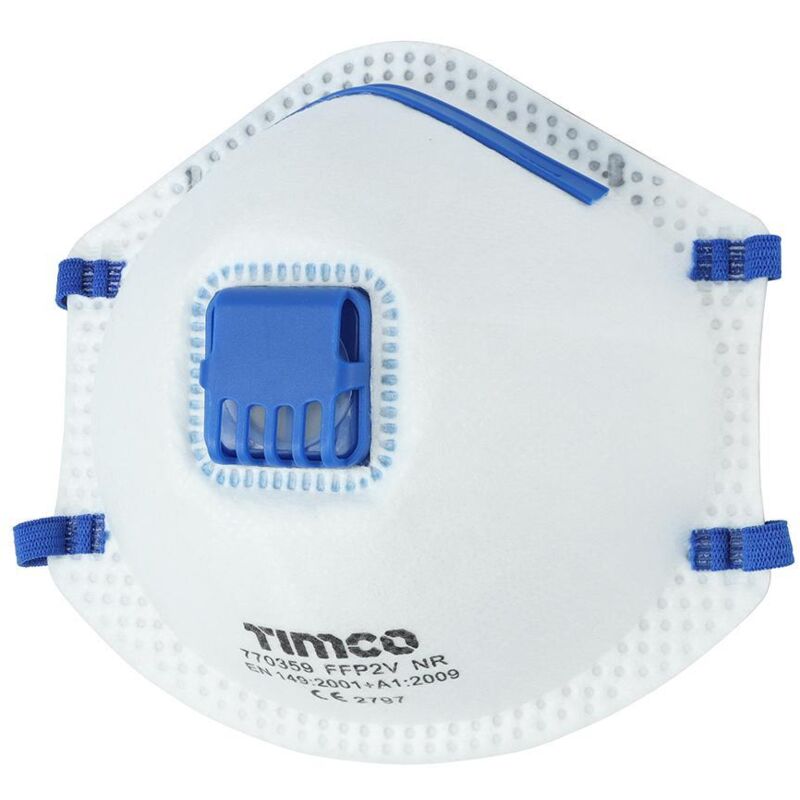 Timco - FFP2 Moulded Masks with Valve (Size One Size - 3 Pieces)