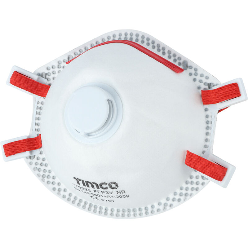 Timco - FFP3 Moulded Masks with Valve (Size One Size - 5 Pieces)