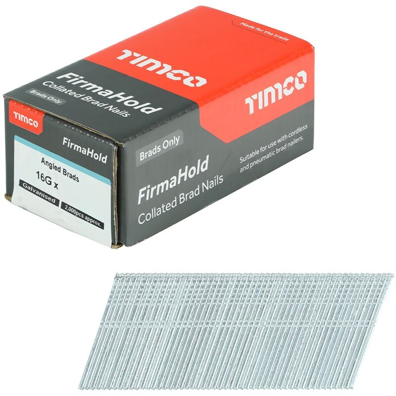 16G Galvanised 64mm Angled Brad Nails (2000 Box) - Firmahold