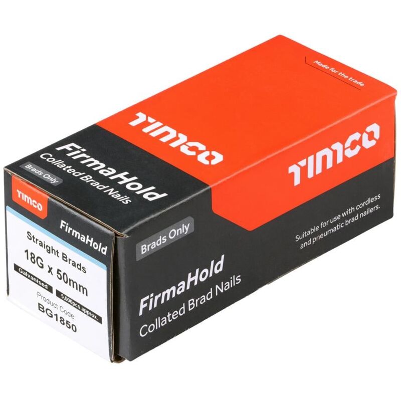 FirmaHold Straight 18G x 38mm Galvanised Brad Nails Qty 5000 - Timco