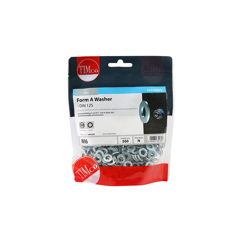 Timco - Form A Washers - Zinc (Size M6 - 500 Pieces)