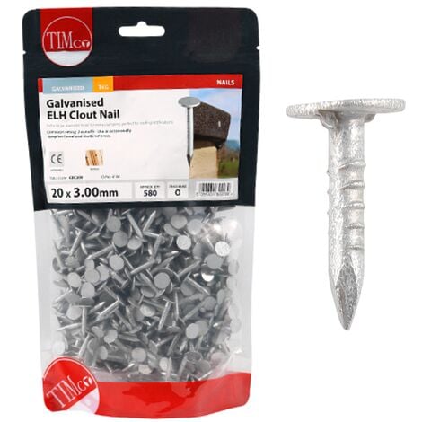 Timco Galvanised Extra Large Head Clout Nails - 3 x 20mm (1kg Bag)