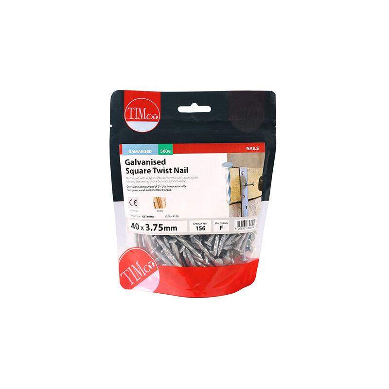 Timco - Square Twist Nails - Galvanised (Size 40 x 3.75 - 0.5 Kilograms)