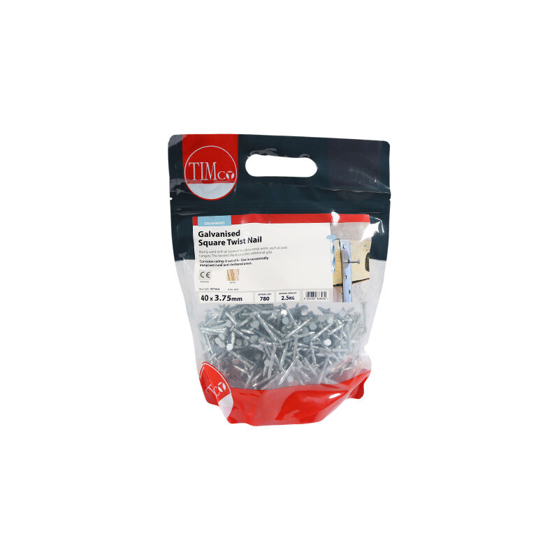 Timco - Square Twist Nails - Galvanised (Size 40 x 3.75 - 2.5 Kilograms)