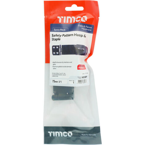 TIMCO Hasp & Staple Safety Pattern Black - 3"