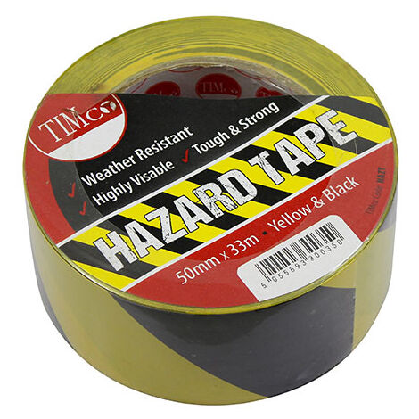 TIMCO Hazard Tape Yellow & Black - 33m x 50mm