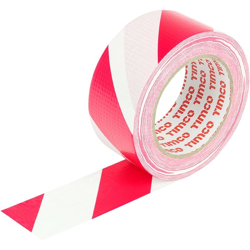 Timco Supplies - Timco Hazard Warning Cloth Tape Red and White - 33m x 50mm (1 Pack)