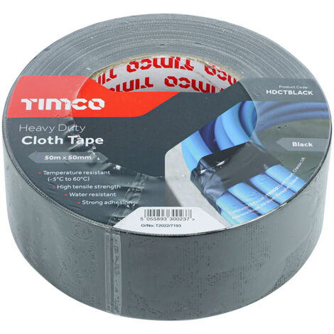 TIMCO Heavy Duty Cloth Tape Black - 50m x 50mm