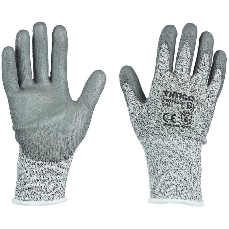 Timco - High Cut Gloves PU Coated HPPE Fibre With Glass Fibre Size Large
