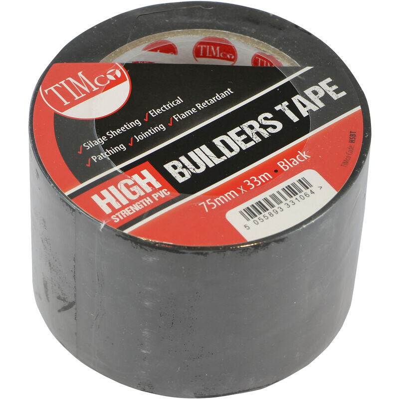 Timco High Strength pvc Builders Tape 33m x 75mm (1 Pack)