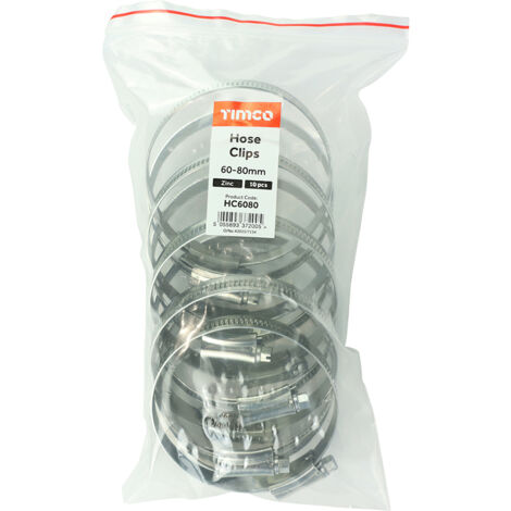 TIMCO Hose Clips Silver - 60-80mm