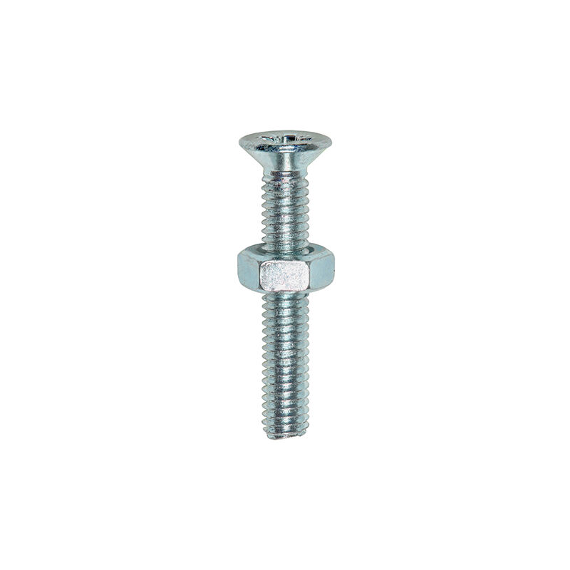 Timco - Machine Screws - PZ - Countersunk & Hex Nuts - Zinc (Size M5 x 25 - 25 Pieces)