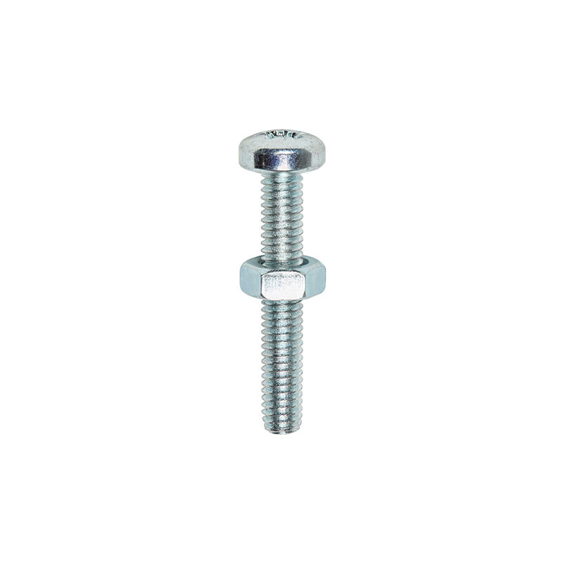 Timco - Machine Screws - PZ3 - Pan & Hex Nuts - Zinc (Size M5 x 50 - 10 Pieces)