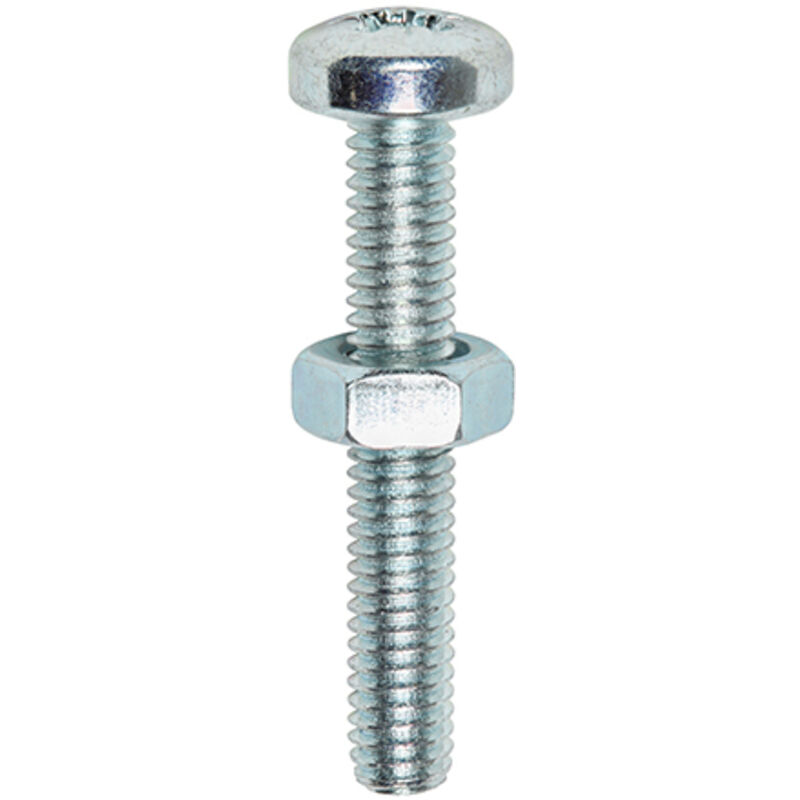 Timco - Machine Screws - PZ2 - Pan & Hex Nuts - Zinc (Size M4 x 40 - 20 Pieces)