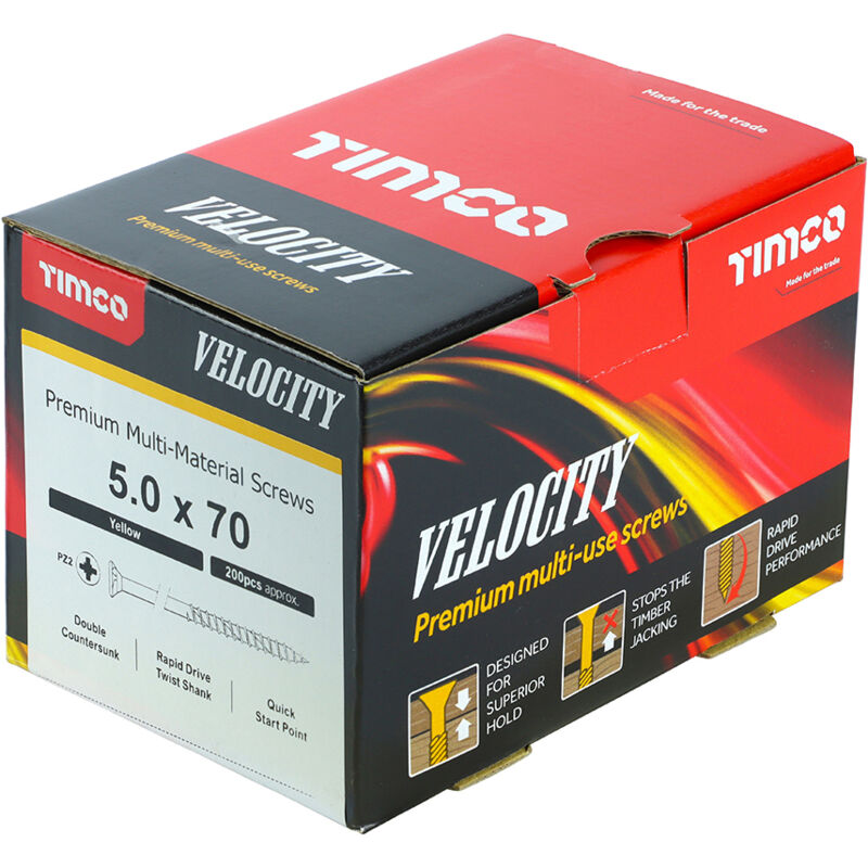 Timco - Velocity Premium Multi-Use Countersunk Gold Woodscrews - 5.0 x 70