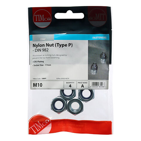 TIMCO Nylon Insert Nuts Type P DIN982 Silver - M10