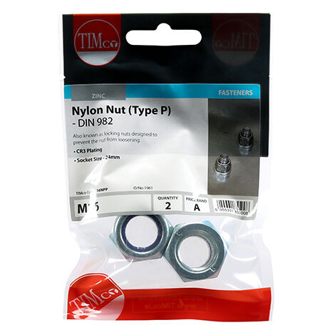 TIMCO Nylon Insert Nuts Type P DIN982 Silver - M16