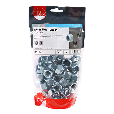 TIMCO Nylon Insert Nuts Type P DIN982 Silver - M16