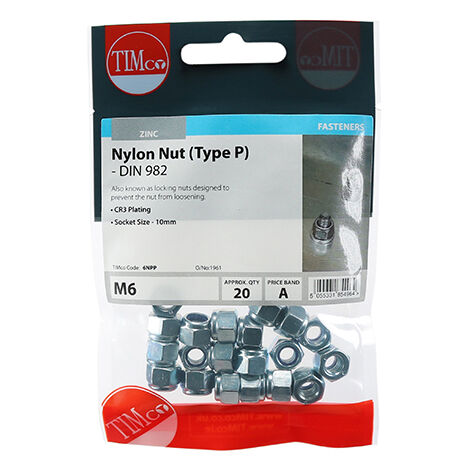 TIMCO Nylon Insert Nuts Type P DIN982 Silver - M6