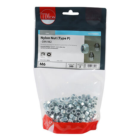 TIMCO Nylon Insert Nuts Type P DIN982 Silver - M6