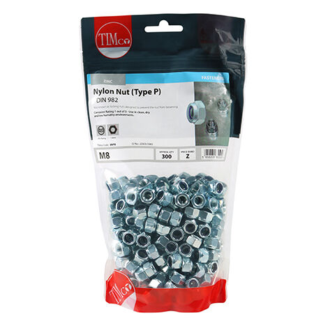 TIMCO Nylon Insert Nuts Type P DIN982 Silver - M8