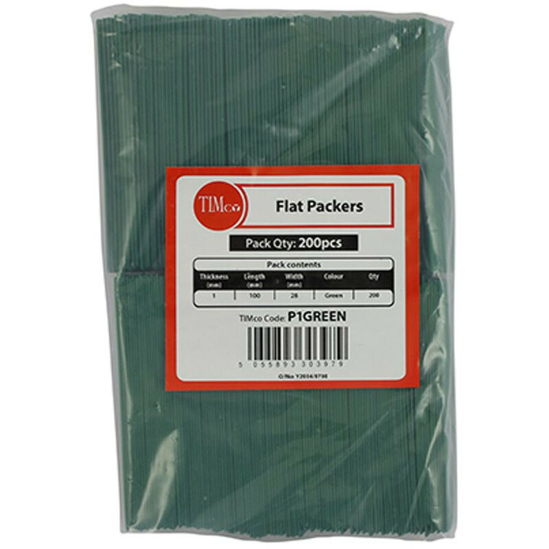 100 x 28 1mm Green Flat Packers - Bag of 200 - Green - Timco