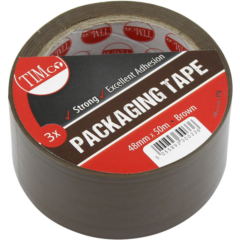 Timco - Packing Tape Brown 50m x 48mm (3 Pack)