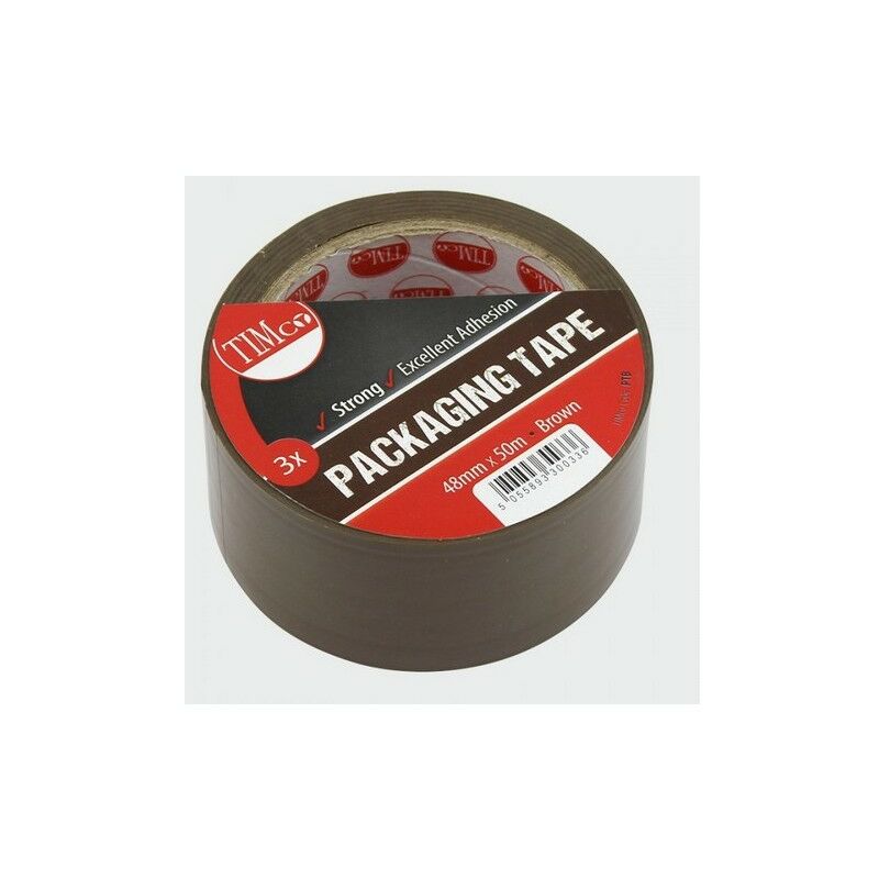PTB Packaging Tape Brown 50m x 48mm Pack of 3 - Timco