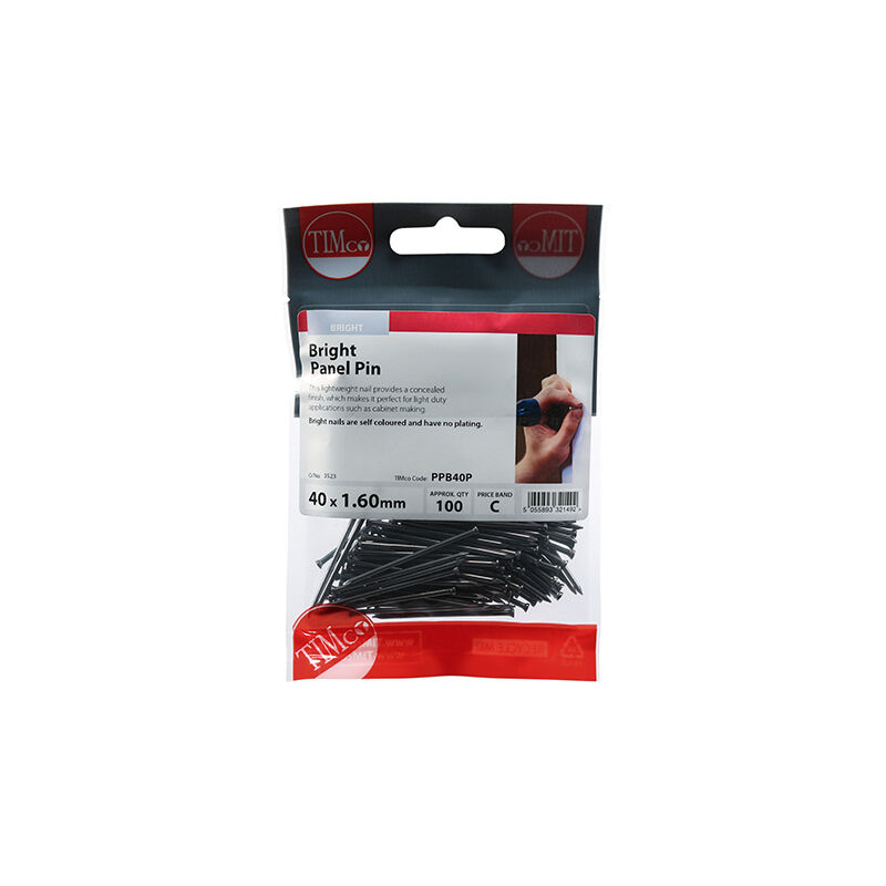 Timco - Panel Pins - Bright (Size 40 x 1.60 - 100 Pieces)