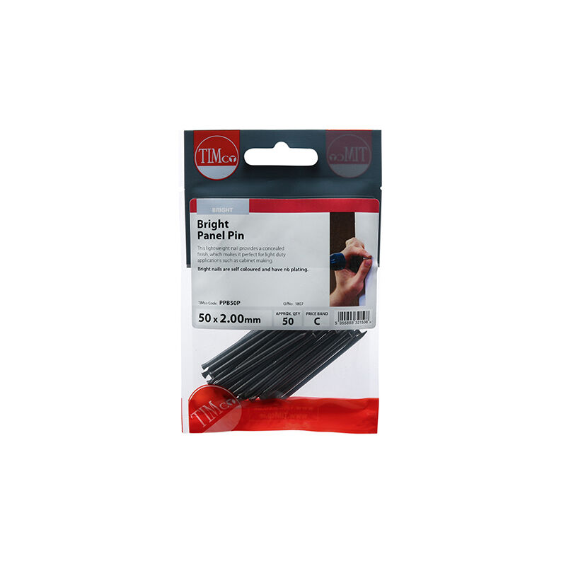 Timco - Panel Pins - Bright (Size 50 x 2.00 - 50 Pieces)
