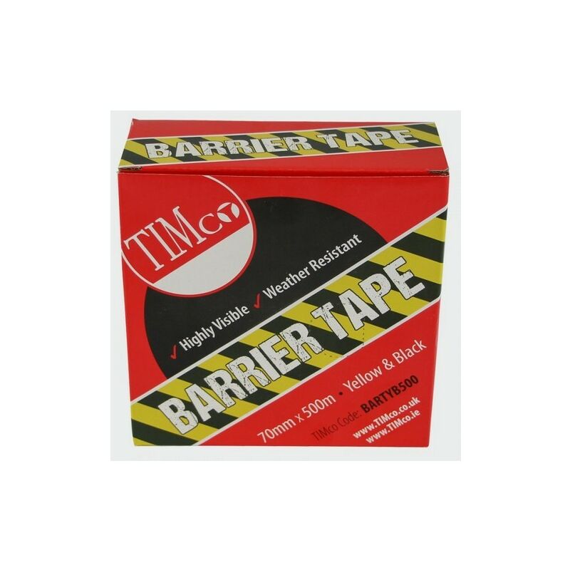 BARTYB500 PE Barrier Tape Yellow / Black 500m x 70mm - Timco