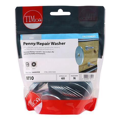 TIMCO Penny / Repair Washers DIN9054 Silver - M10 x 40