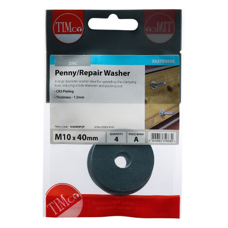 TIMCO Penny / Repair Washers DIN9054 Silver - M10 x 40