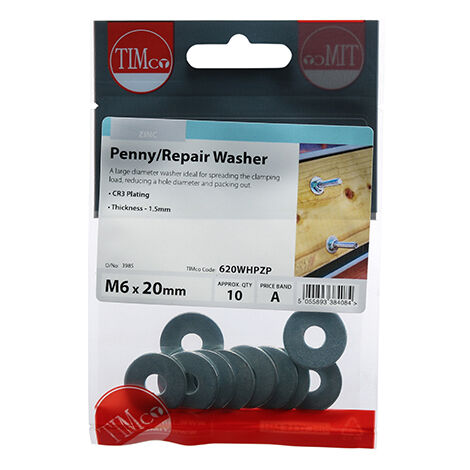 TIMCO Penny / Repair Washers DIN9054 Silver - M6 x 20