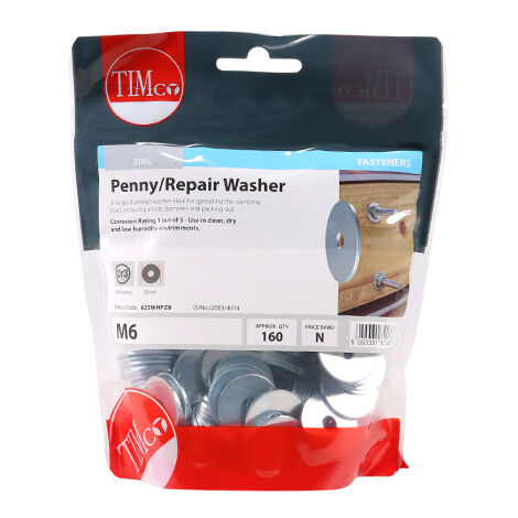 TIMCO Penny / Repair Washers DIN9054 Silver - M6 x 25
