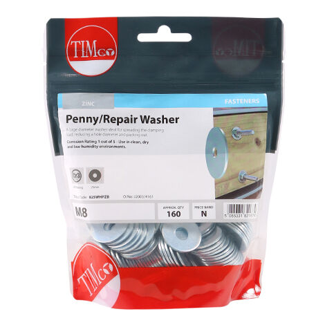 TIMCO Penny / Repair Washers DIN9054 Silver - M8 x 25