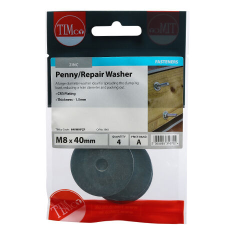TIMCO Penny / Repair Washers DIN9054 Silver - M8 x 40